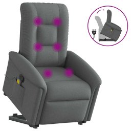 Gossi fotoliu de masaj rabatabil cu ridicare, gri inchis, textil