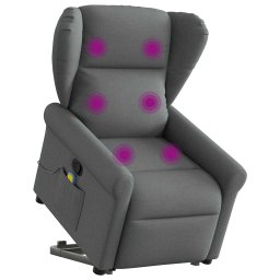 Gossi fotoliu de masaj rabatabil cu ridicare, gri inchis, textil