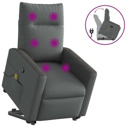 Gossi fotoliu de masaj rabatabil cu ridicare, gri inchis, textil