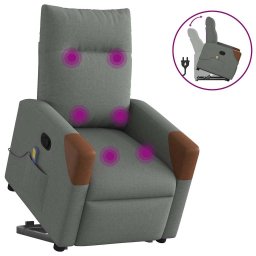 Gossi fotoliu de masaj rabatabil cu ridicare, gri inchis, textil