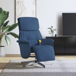 Gossi fotoliu de masaj rabatabil cu suport picioare, albastru, textil