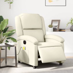 Gossi fotoliu electric de masaj rabatabil, crem, piele ecologica