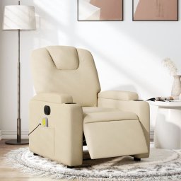 Gossi fotoliu electric de masaj rabatabil, crem, textil