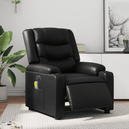 Gossi fotoliu electric de masaj rabatabil, negru, piele ecologica