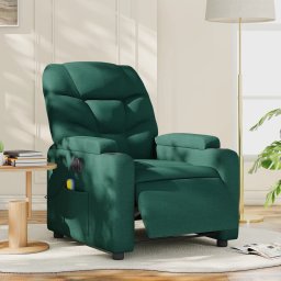 Gossi fotoliu electric de masaj rabatabil, verde inchis, textil