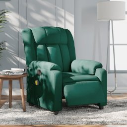Gossi fotoliu electric de masaj rabatabil, verde inchis, textil