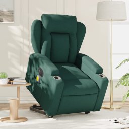 Gossi fotoliu electric masaj rabatabil / ridicare verde inchis textil