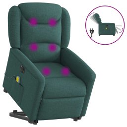 Gossi fotoliu electric masaj rabatabil / ridicare verde inchis textil