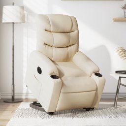 Gossi fotoliu electric rabatabil cu ridicare, crem, textil
