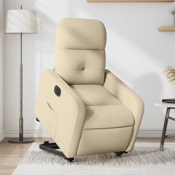 Gossi fotoliu electric rabatabil cu ridicare, crem, textil