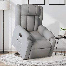 Gossi fotoliu electric rabatabil cu ridicare, gri deschis, textil