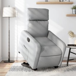 Gossi fotoliu electric rabatabil cu ridicare, gri deschis, textil