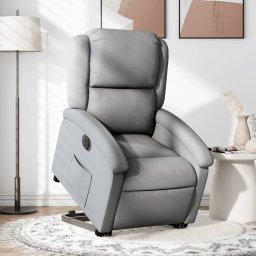 Gossi fotoliu electric rabatabil cu ridicare, gri deschis, textil
