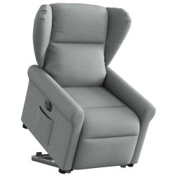 Gossi fotoliu electric rabatabil cu ridicare, gri deschis, textil