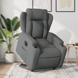 Gossi fotoliu electric rabatabil cu ridicare, gri inchis, textil