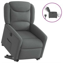 Gossi fotoliu electric rabatabil cu ridicare, gri inchis, textil