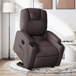 Gossi fotoliu electric rabatabil cu ridicare, maro inchis, textil