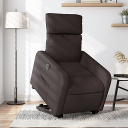Gossi fotoliu electric rabatabil cu ridicare, maro inchis, textil