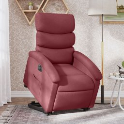 Gossi fotoliu electric rabatabil cu ridicare, rosu vin, textil