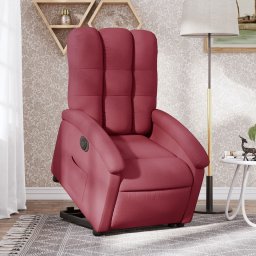 Gossi fotoliu electric rabatabil cu ridicare, rosu vin, textil