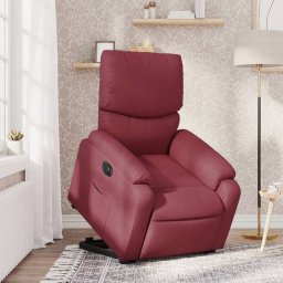 Gossi fotoliu electric rabatabil cu ridicare, rosu vin, textil