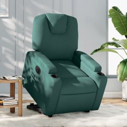 Gossi fotoliu electric rabatabil cu ridicare, verde inchis, textil