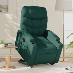 Gossi fotoliu electric rabatabil cu ridicare, verde inchis, textil