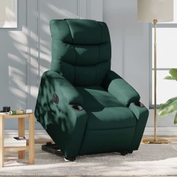 Gossi fotoliu electric rabatabil cu ridicare, verde inchis, textil