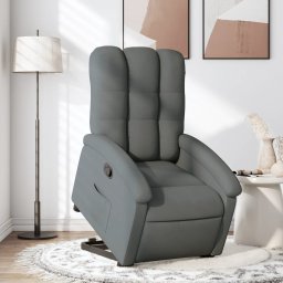 Gossi fotoliu rabatabil cu ridicare pe verticala, gri inchis, textil