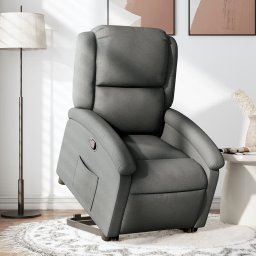 Gossi fotoliu rabatabil cu ridicare pe verticala, gri inchis, textil