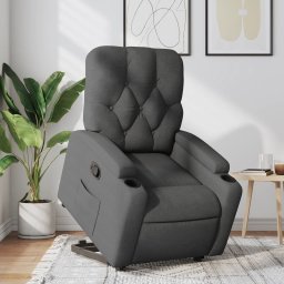 Gossi fotoliu rabatabil cu ridicare pe verticala, gri inchis, textil