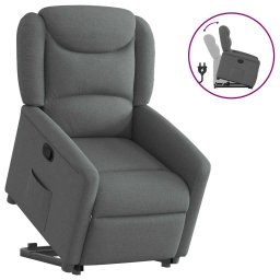 Gossi fotoliu rabatabil cu ridicare pe verticala, gri inchis, textil