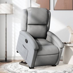 Gossi fotoliu rabatabil cu ridicare, gri deschis, material textil