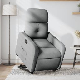 Gossi fotoliu rabatabil cu ridicare, gri deschis, material textil