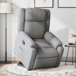 Gossi fotoliu rabatabil cu ridicare, gri deschis, material textil