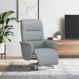 Gossi fotoliu rabatabil cu suport de picioare, gri deschis, textil