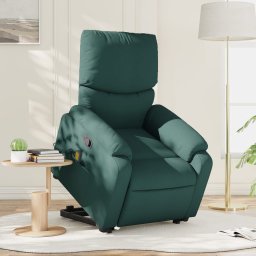 Gossi fotoliu rabatabil de masaj, cu ridicare, verde inchis, textil