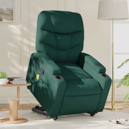 Gossi fotoliu rabatabil de masaj, cu ridicare, verde inchis, textil