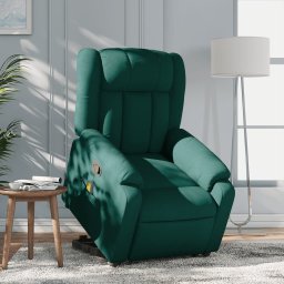 Gossi fotoliu rabatabil de masaj, cu ridicare, verde inchis, textil
