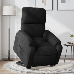 Gossi fotoliu rabatabil electric cu ridicare, negru, microfibra