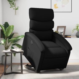Gossi fotoliu rabatabil electric cu ridicare, negru, piele ecologica