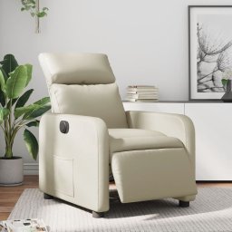Gossi fotoliu rabatabil electric, crem, piele ecologica