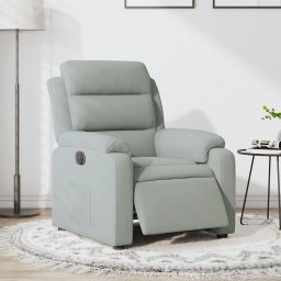 Gossi fotoliu rabatabil electric, gri deschis, catifea