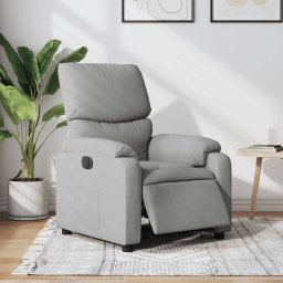 Gossi fotoliu rabatabil electric, gri deschis, textil