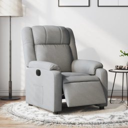 Gossi fotoliu rabatabil electric, gri deschis, textil