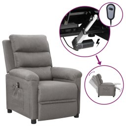 Gossi fotoliu rabatabil electric, gri deschis, textil