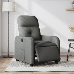 Gossi fotoliu rabatabil electric, gri inchis, material textil
