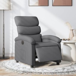 Gossi fotoliu rabatabil electric, gri inchis, material textil