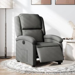 Gossi fotoliu rabatabil electric, gri inchis, material textil