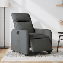 Gossi fotoliu rabatabil electric, gri inchis, material textil